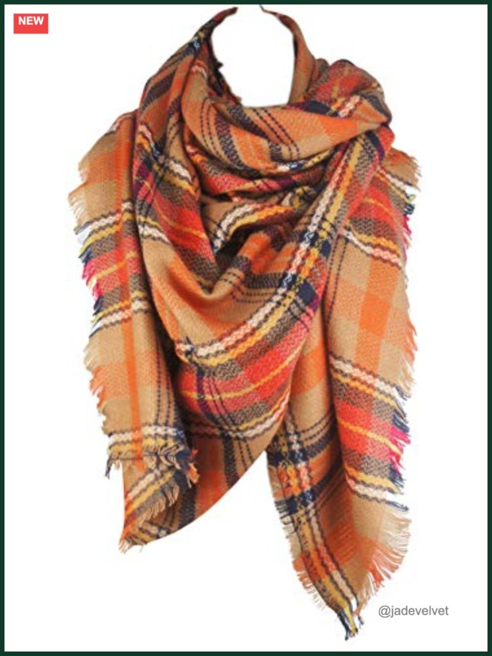 Cozy Plaid Oversized Blanket Scarf Soft Acrylic Winter Wrap